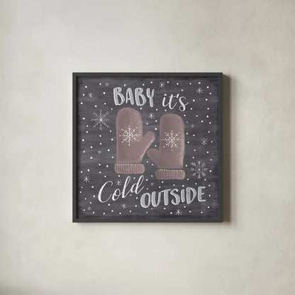 Cozy Winter IV by Laura Marshall. Shown in a sleek black glass frame for a contemporary gallery look. Available as an archival giclee rolled canvas, fine art paper, or poster print. SKU 30701a.