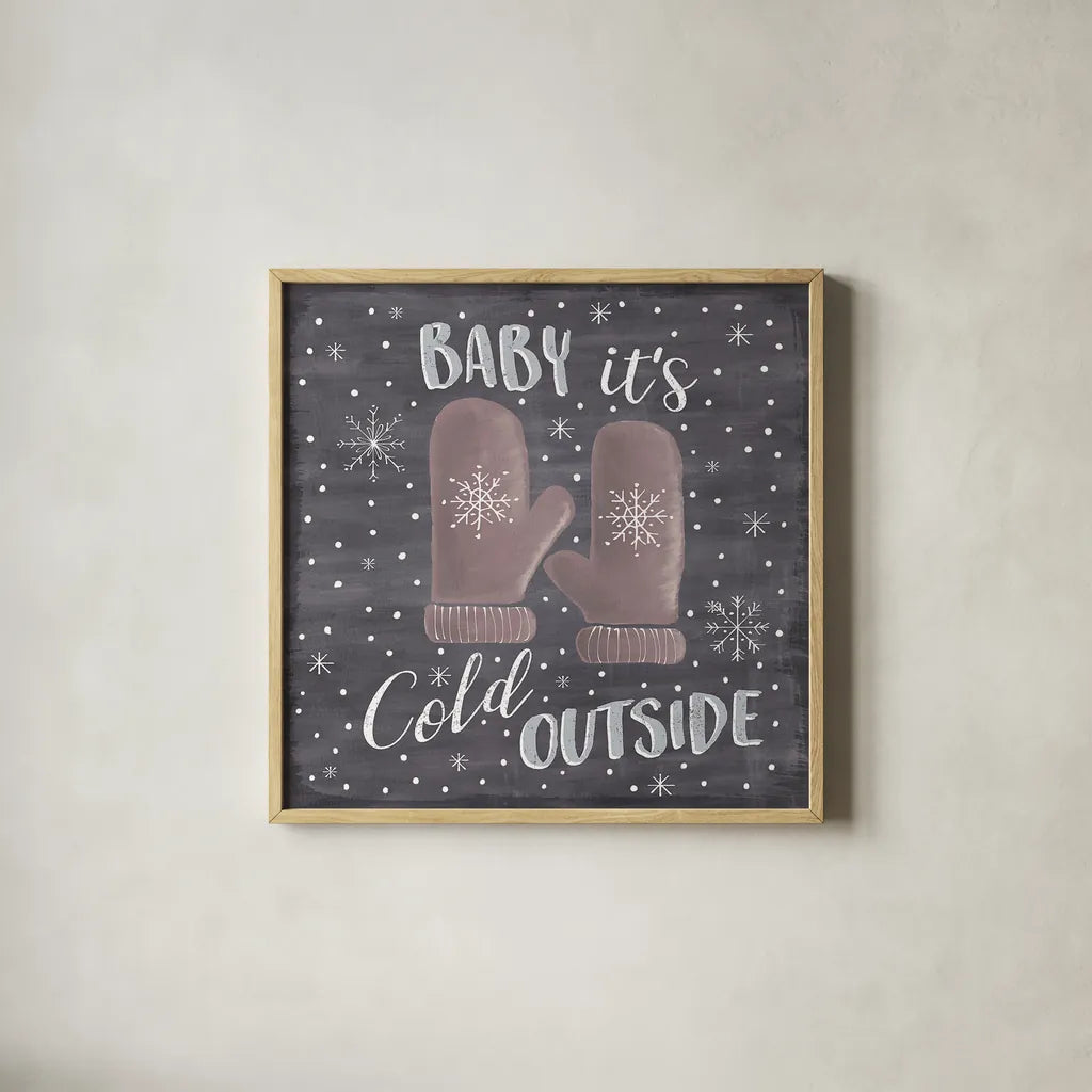 Cozy Winter IV by Laura Marshall. Shown in a natural wood glass frame for a timeless modern aesthetic. Available as an archival giclee rolled canvas, fine art paper, or poster print. SKU 30701a.