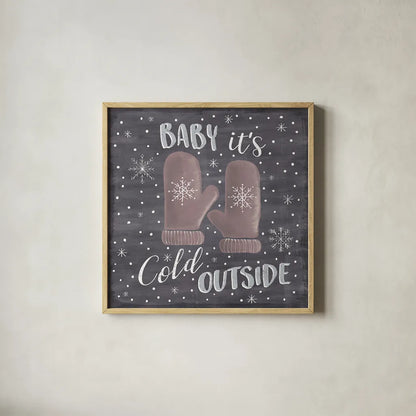 Cozy Winter IV by Laura Marshall. Shown in a natural wood glass frame for a timeless modern aesthetic. Available as an archival giclee rolled canvas, fine art paper, or poster print. SKU 30701a.