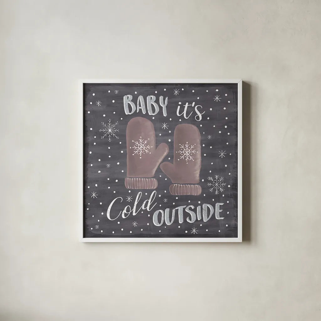 Cozy Winter IV by Laura Marshall. Shown in a crisp white glass frame for a clean and minimalist style. Available as an archival giclee rolled canvas, fine art paper, or poster print. SKU 30701a.