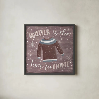 Cozy Winter V by Laura Marshall. Shown in a sleek black glass frame for a contemporary gallery look. Available as an archival giclee rolled canvas, fine art paper, or poster print. SKU 30702a.