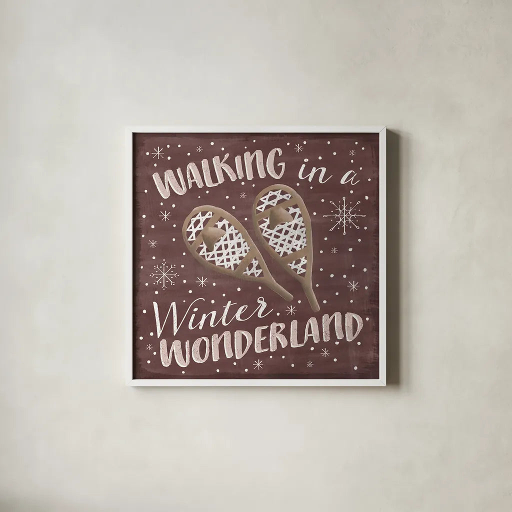 Cozy Winter VI by Laura Marshall. Shown in a crisp white glass frame for a clean and minimalist style. Available as an archival giclee rolled canvas, fine art paper, or poster print. SKU 30703a.