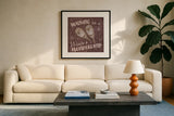 Cozy Winter VI by Laura Marshall. Displayed in a glass frame with matte in a clean modern living room. Available as an archival giclee rolled canvas, fine art paper, or poster print. SKU 30703a.