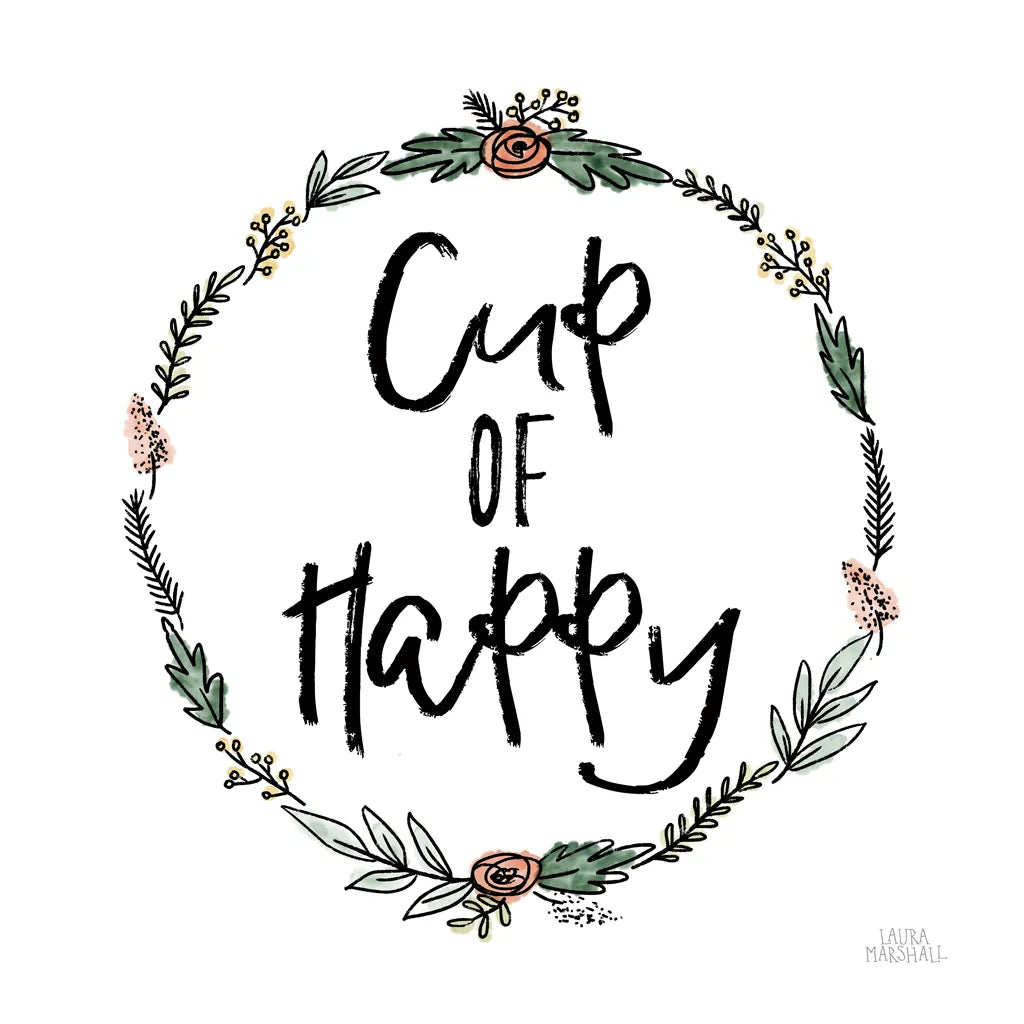 Cup of Happy by Laura Marshall. SKU 55537a. Archival Giclee Fine art print for wall decor.
