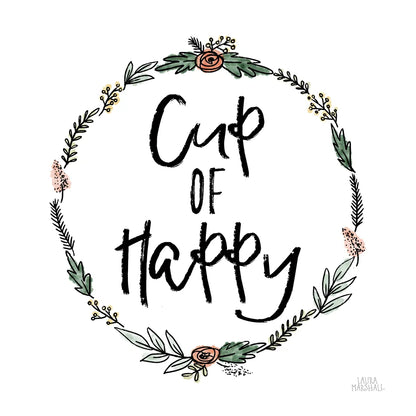 Cup of Happy by Laura Marshall. SKU 55537a. Archival Giclee Fine art print for wall decor.