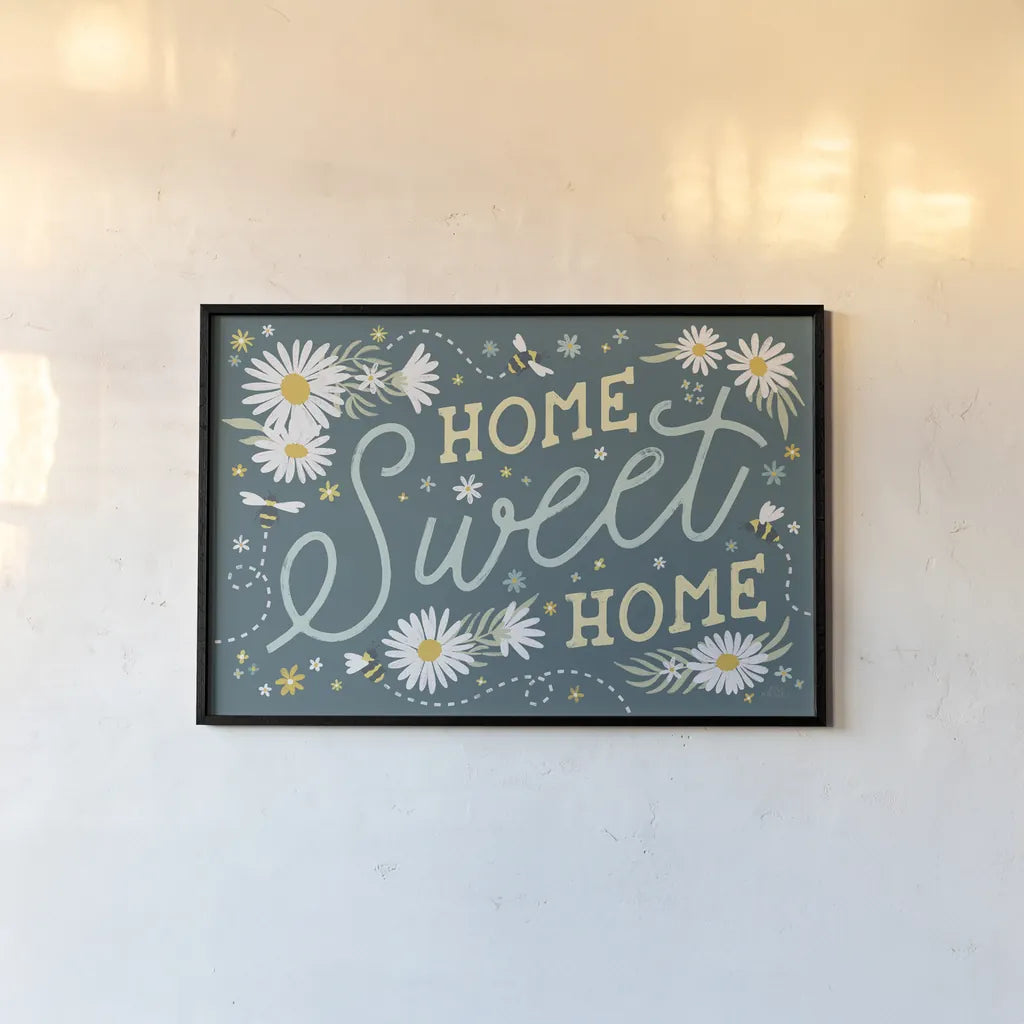 Daisy Garden I by Laura Marshall. shown as a paper print in a black flame. Available as a archival giclee rolled canvas, fine art paper, or poster print. SKU 80453i.