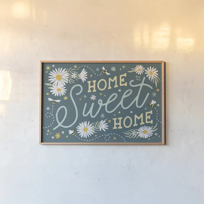 Daisy Garden I by Laura Marshall. shown as a paper print in a natural frame. Available as a archival giclee rolled canvas, fine art paper, or poster print. SKU 80453i.