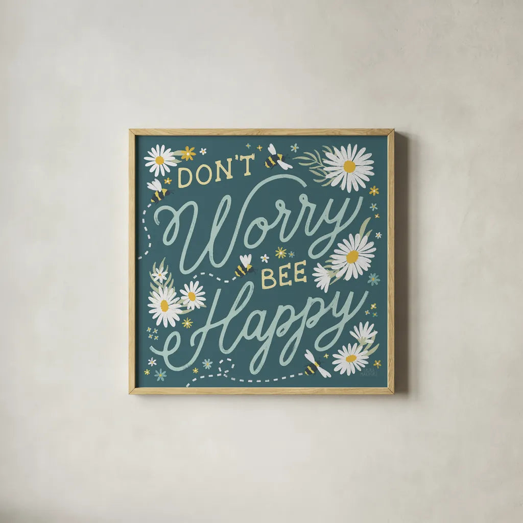 Daisy Garden II by Laura Marshall. Shown in a natural wood glass frame for a timeless modern aesthetic. Available as an archival giclee rolled canvas, fine art paper, or poster print. SKU 80454a.