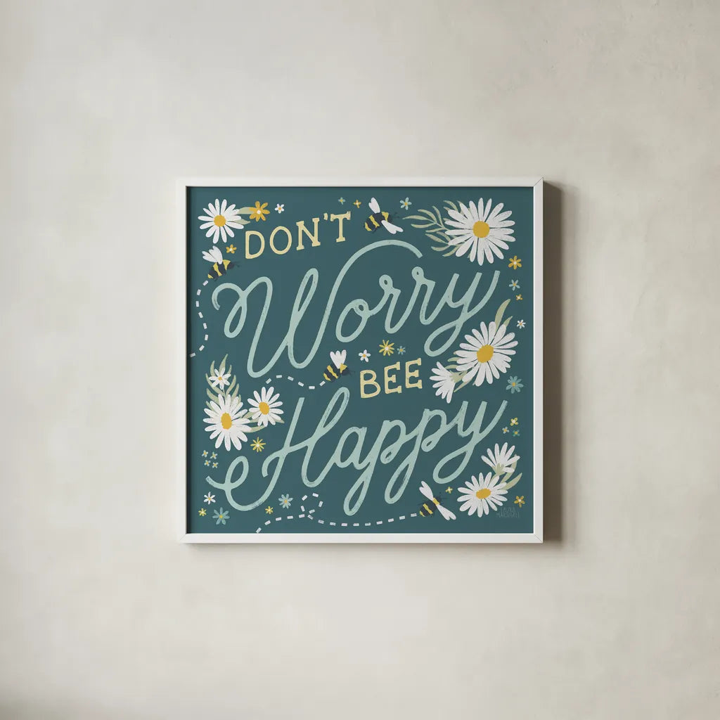 Daisy Garden II by Laura Marshall. Shown in a crisp white glass frame for a clean and minimalist style. Available as an archival giclee rolled canvas, fine art paper, or poster print. SKU 80454a.