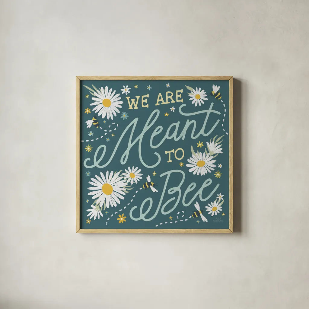 Daisy Garden III by Laura Marshall. Shown in a natural wood glass frame for a timeless modern aesthetic. Available as an archival giclee rolled canvas, fine art paper, or poster print. SKU 80455a.