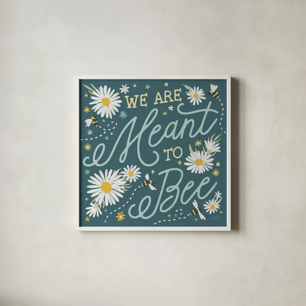 Daisy Garden III by Laura Marshall. Shown in a crisp white glass frame for a clean and minimalist style. Available as an archival giclee rolled canvas, fine art paper, or poster print. SKU 80455a.