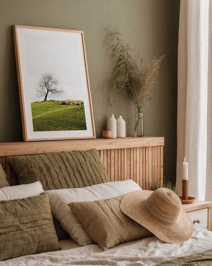 Dales Way II by Laura Marshall. shown as a paper print in a natural frame. Available as a archival giclee rolled canvas, fine art paper, or poster print. SKU 63264h.