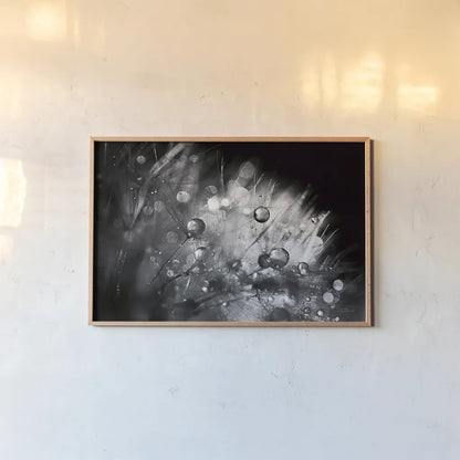 Dandelion Abstract I by Laura Marshall. shown as a paper print in a natural frame. Available as a archival giclee rolled canvas, fine art paper, or poster print. SKU 55008i.