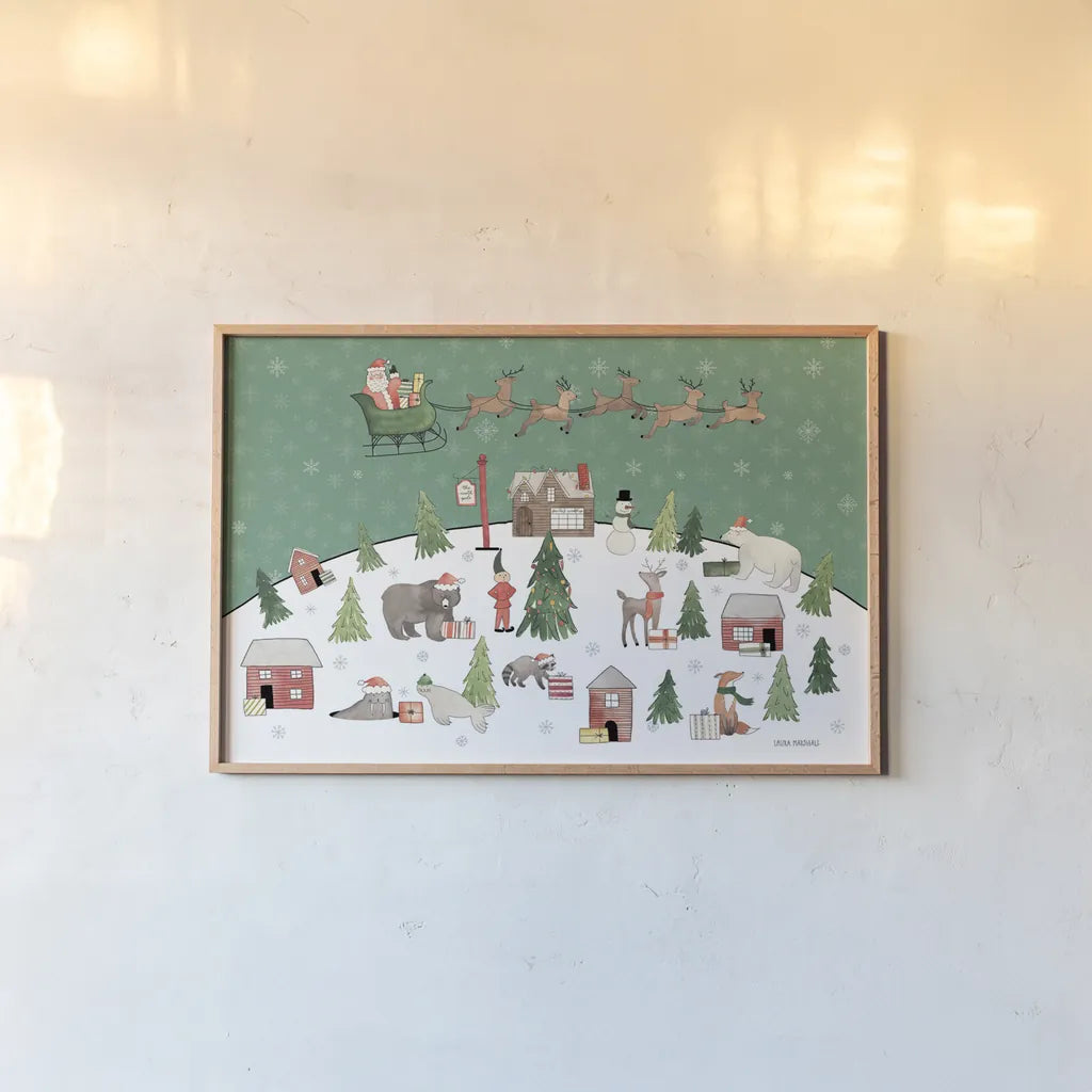 December 25th I by Laura Marshall. shown as a paper print in a natural frame. Available as a archival giclee rolled canvas, fine art paper, or poster print. SKU 52121i.