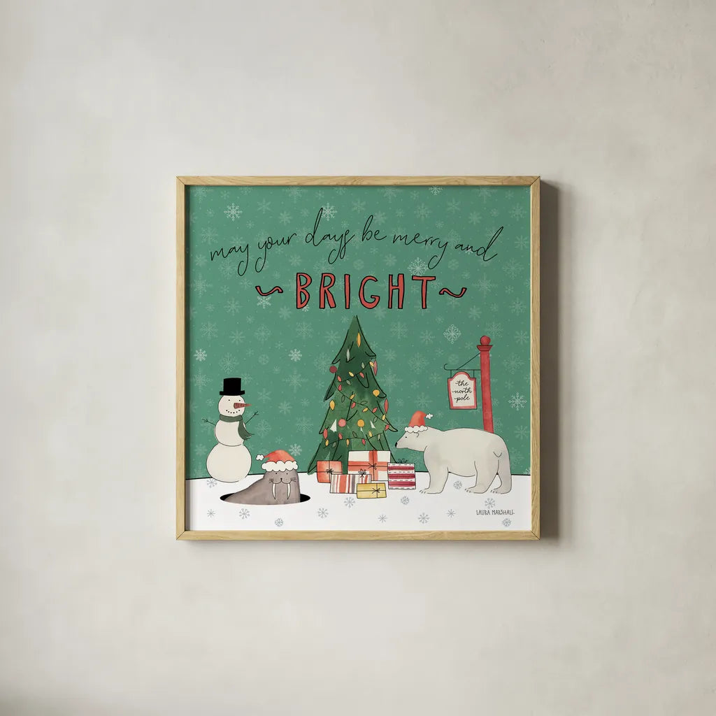 December 25th IV by Laura Marshall. Shown in a natural wood glass frame for a timeless modern aesthetic. Available as an archival giclee rolled canvas, fine art paper, or poster print. SKU 52124a.