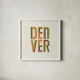 Denver v2 by Laura Marshall. Shown in a crisp white glass frame for a clean and minimalist style. Available as an archival giclee rolled canvas, fine art paper, or poster print. SKU 102078a.