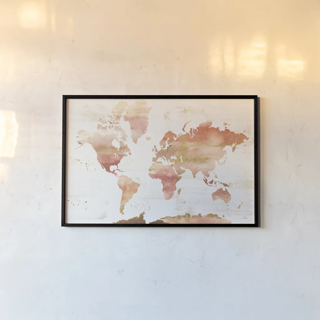 Desert Blooms Abstract Map by Laura Marshall. shown as a paper print in a black flame. Available as a archival giclee rolled canvas, fine art paper, or poster print. SKU 67448i.