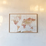 Desert Blooms Abstract Map by Laura Marshall. shown as a paper print in a natural frame. Available as a archival giclee rolled canvas, fine art paper, or poster print. SKU 67448i.