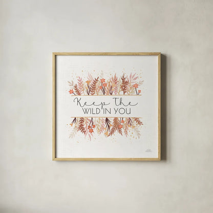 Desert Blooms I by Laura Marshall. Shown in a natural wood glass frame for a timeless modern aesthetic. Available as an archival giclee rolled canvas, fine art paper, or poster print. SKU 64842a.