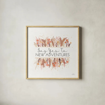 Desert Blooms II by Laura Marshall. Shown in a natural wood glass frame for a timeless modern aesthetic. Available as an archival giclee rolled canvas, fine art paper, or poster print. SKU 64843a.