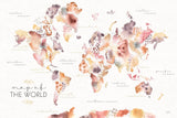 Desert Blooms Map by Laura Marshall. SKU 64850i. Archival Giclee Fine art print for wall decor.