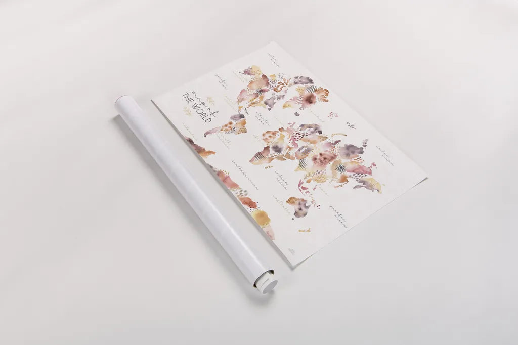 Desert Blooms Map by Laura Marshall. shown as a rolled paper print. Available as archival giclee rolled canvas, fine art paper, or poster print. SKU 64850i.