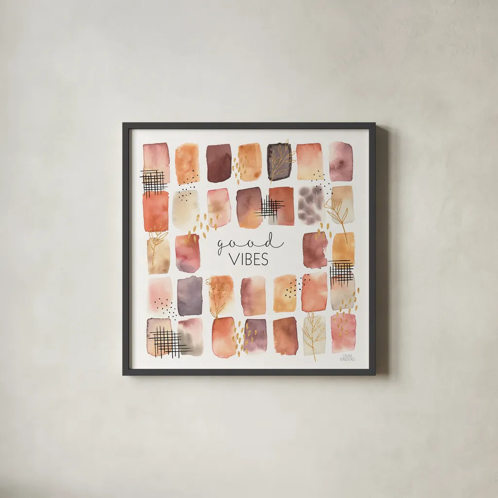 Desert Blooms VI by Laura Marshall. Shown in a sleek black glass frame for a contemporary gallery look. Available as an archival giclee rolled canvas, fine art paper, or poster print. SKU 64847a.