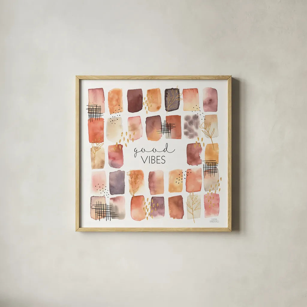 Desert Blooms VI by Laura Marshall. Shown in a natural wood glass frame for a timeless modern aesthetic. Available as an archival giclee rolled canvas, fine art paper, or poster print. SKU 64847a.