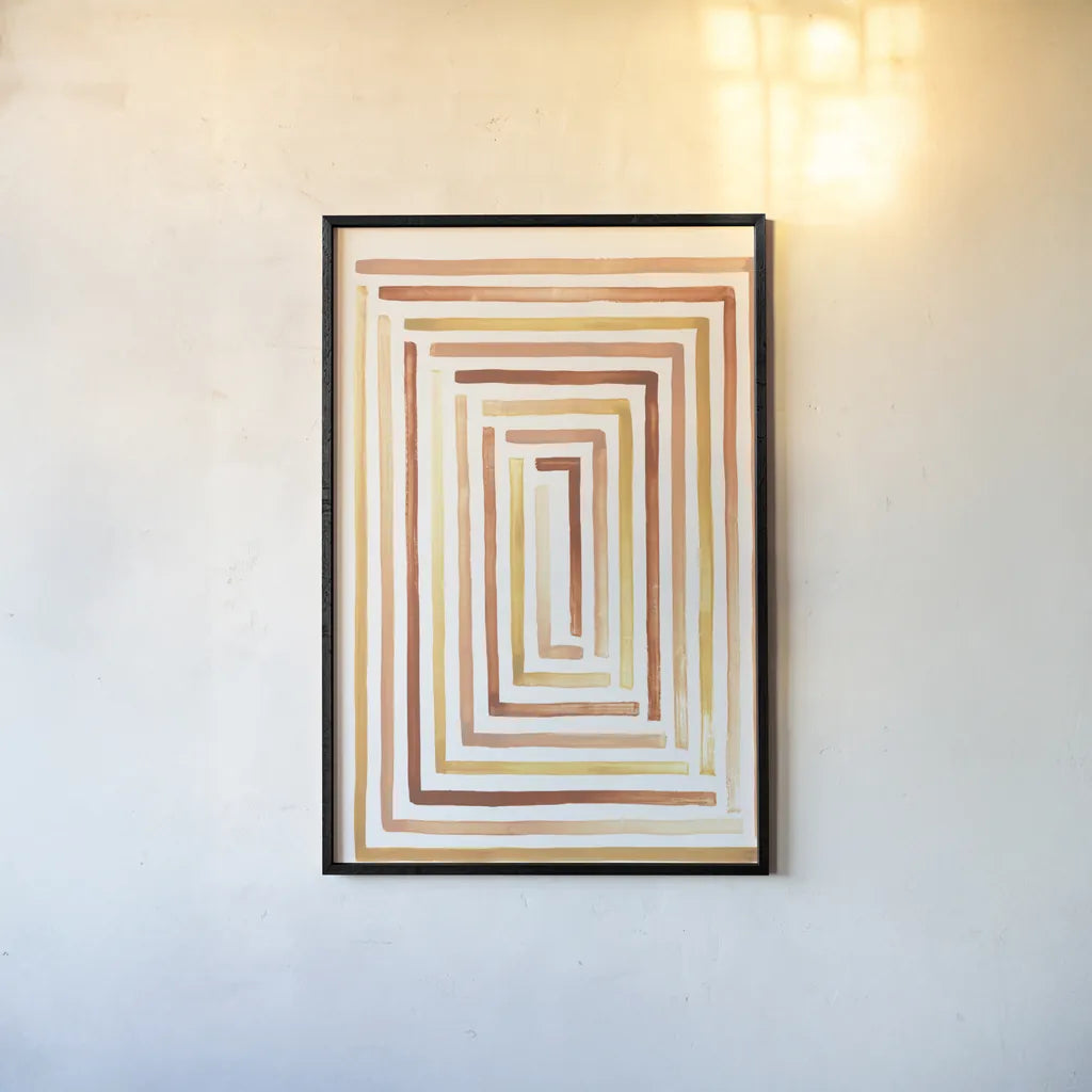 Desert Sunset II SP by Laura Marshall. shown as a paper print in a black flame. Available as a archival giclee rolled canvas, fine art paper, or poster print. SKU 76896h.