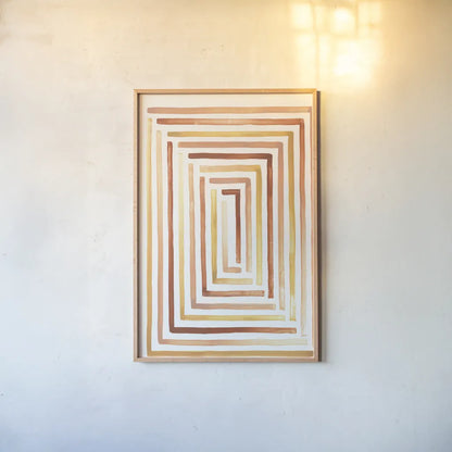 Desert Sunset II SP by Laura Marshall. shown as a paper print in a natural frame. Available as a archival giclee rolled canvas, fine art paper, or poster print. SKU 76896h.