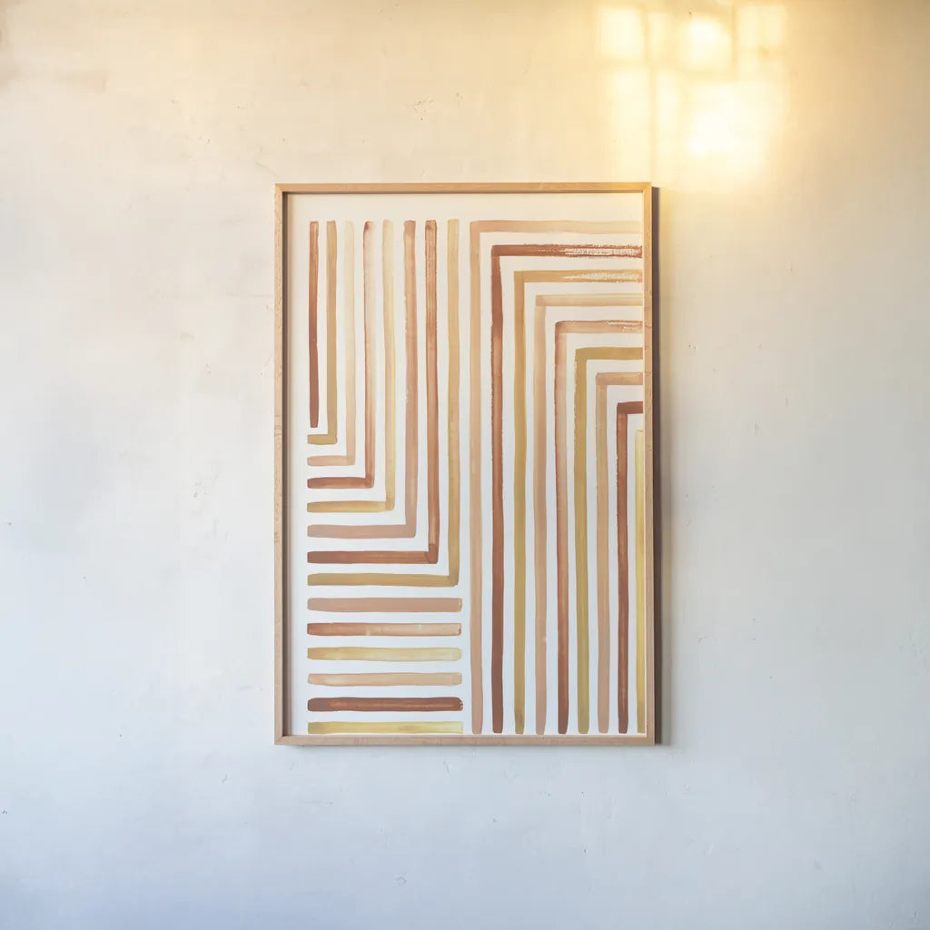 Desert Sunset III SP by Laura Marshall. shown as a paper print in a natural frame. Available as a archival giclee rolled canvas, fine art paper, or poster print. SKU 76897h.