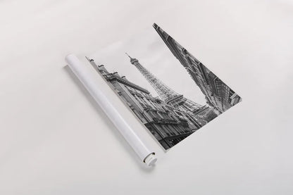 Eiffel Glimpse by Laura Marshall. shown as a rolled paper print. Available as archival giclee rolled canvas, fine art paper, or poster print. SKU 25887h.