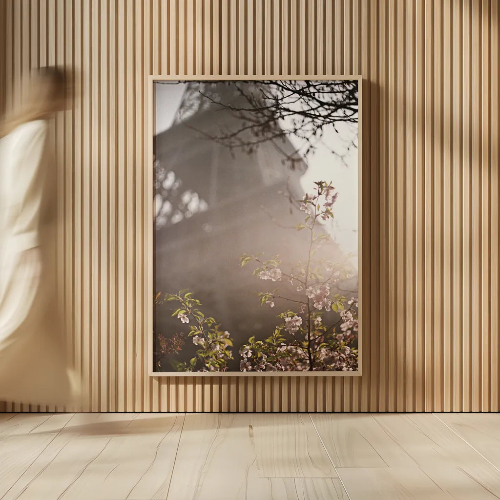 Eiffel Tower in Spring by Laura Marshall. shown as over sized large wall art. Available as an archival giclee rolled canvas, fine art paper, or poster print. SKU 17909h.