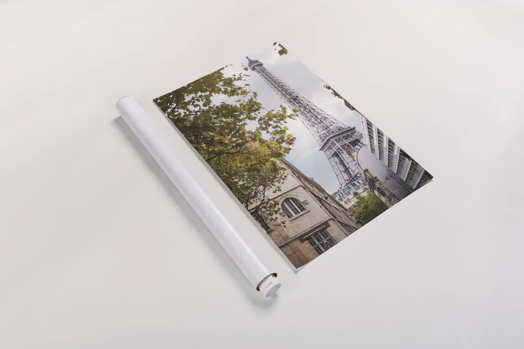 Eiffel View II by Laura Marshall. shown as a rolled paper print. Available as archival giclee rolled canvas, fine art paper, or poster print. SKU 30543h.