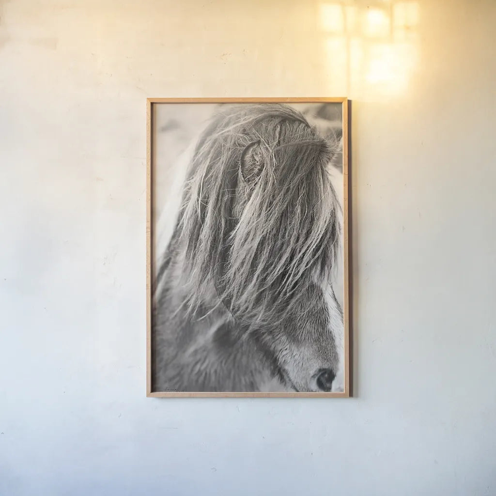 Elska I BW by Laura Marshall. shown as a paper print in a natural frame. Available as a archival giclee rolled canvas, fine art paper, or poster print. SKU 49815h.