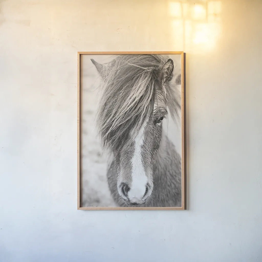 Elska II BW by Laura Marshall. shown as a paper print in a natural frame. Available as a archival giclee rolled canvas, fine art paper, or poster print. SKU 49817h.