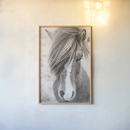 Elska II BW by Laura Marshall. shown as a paper print in a natural frame. Available as a archival giclee rolled canvas, fine art paper, or poster print. SKU 49817h.