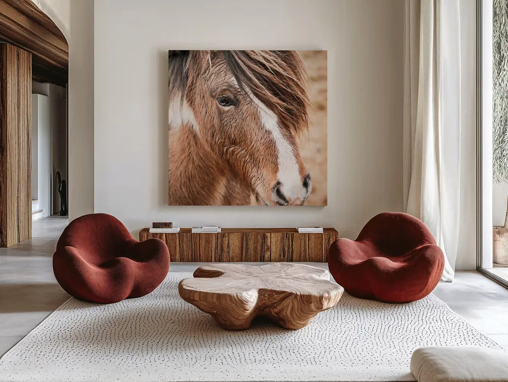 Elska III by Laura Marshall. Shown as extra-large giant wall art in a modern living room. Available as an archival giclee rolled canvas, fine art paper, or poster print. SKU 49818a.