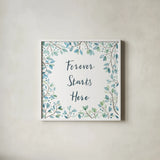 Enchanted Forest II Sq by Laura Marshall. Shown in a crisp white glass frame for a clean and minimalist style. Available as an archival giclee rolled canvas, fine art paper, or poster print. SKU 55624a.