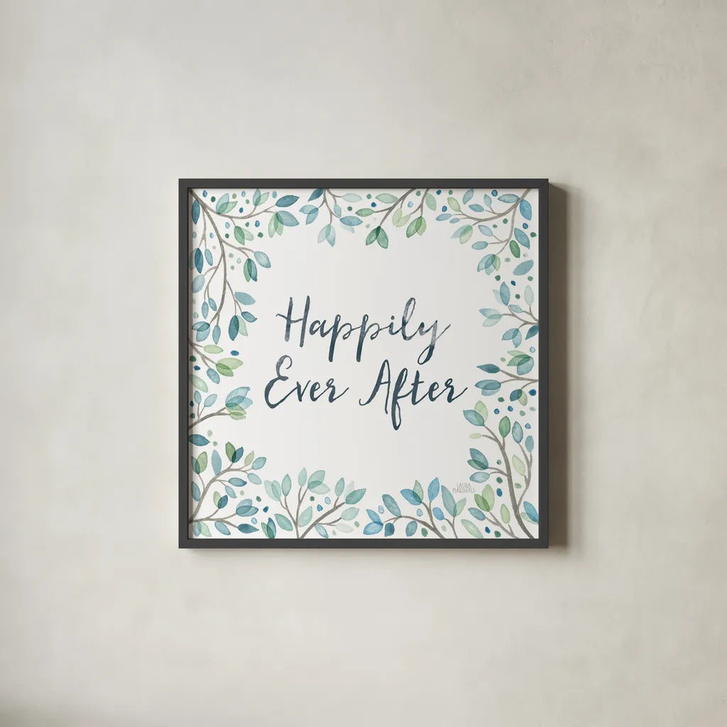 Enchanted Forest III Sq by Laura Marshall. Shown in a sleek black glass frame for a contemporary gallery look. Available as an archival giclee rolled canvas, fine art paper, or poster print. SKU 55625a.