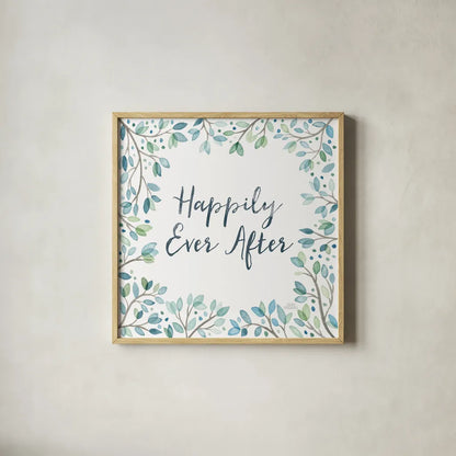 Enchanted Forest III Sq by Laura Marshall. Shown in a natural wood glass frame for a timeless modern aesthetic. Available as an archival giclee rolled canvas, fine art paper, or poster print. SKU 55625a.