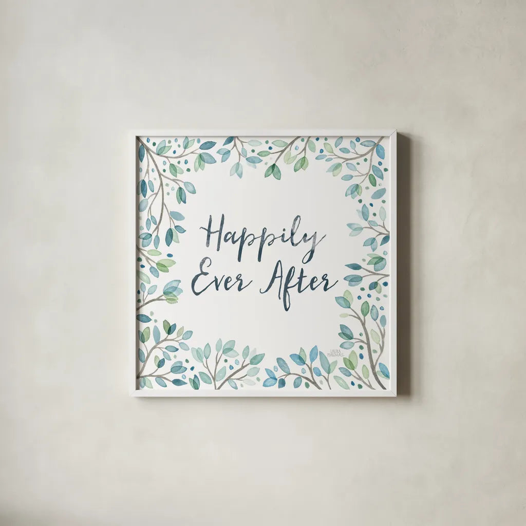 Enchanted Forest III Sq by Laura Marshall. Shown in a crisp white glass frame for a clean and minimalist style. Available as an archival giclee rolled canvas, fine art paper, or poster print. SKU 55625a.