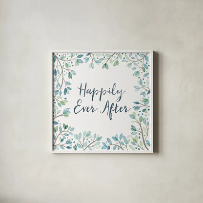 Enchanted Forest III Sq by Laura Marshall. Shown in a crisp white glass frame for a clean and minimalist style. Available as an archival giclee rolled canvas, fine art paper, or poster print. SKU 55625a.