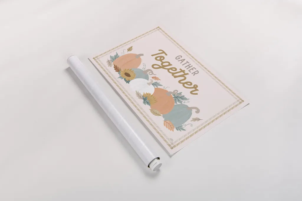 Festive Friendsgiving I by Laura Marshall. shown as a rolled paper print. Available as archival giclee rolled canvas, fine art paper, or poster print. SKU 80539i.