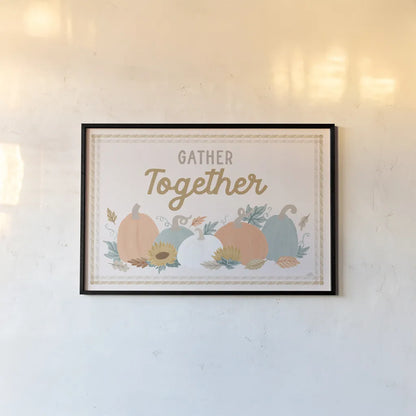 Festive Friendsgiving I by Laura Marshall. shown as a paper print in a black flame. Available as a archival giclee rolled canvas, fine art paper, or poster print. SKU 80539i.