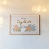 Festive Friendsgiving I by Laura Marshall. shown as a paper print in a natural frame. Available as a archival giclee rolled canvas, fine art paper, or poster print. SKU 80539i.