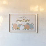 Festive Friendsgiving I by Laura Marshall. shown as a paper print in a white frame. Available as a archival giclee rolled canvas, fine art paper, or poster print. SKU 80539i.