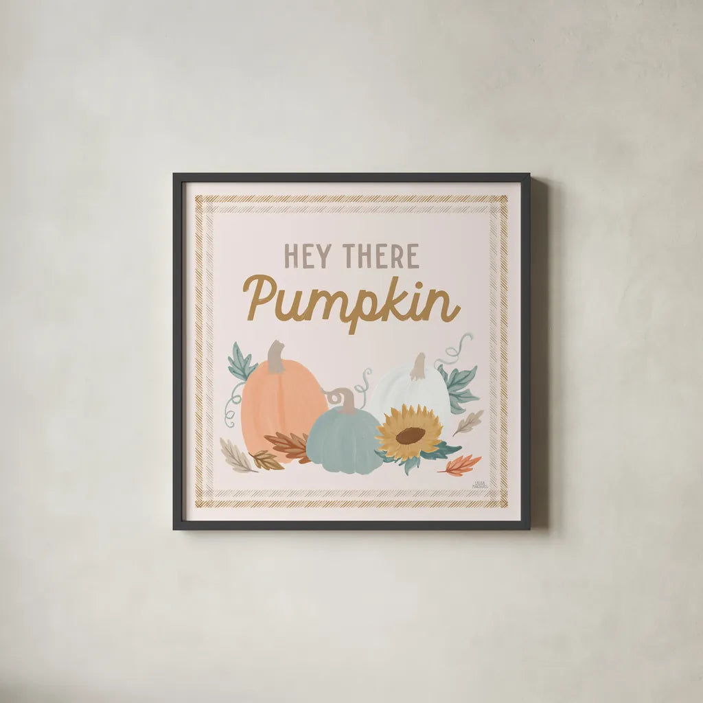 Festive Friendsgiving II by Laura Marshall. Shown in a sleek black glass frame for a contemporary gallery look. Available as an archival giclee rolled canvas, fine art paper, or poster print. SKU 80540a.