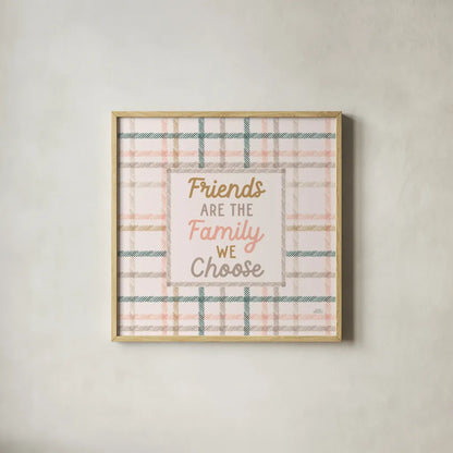 Festive Friendsgiving V by Laura Marshall. Shown in a natural wood glass frame for a timeless modern aesthetic. Available as an archival giclee rolled canvas, fine art paper, or poster print. SKU 80543a.