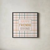 Festive Friendsgiving VI by Laura Marshall. Shown in a sleek black glass frame for a contemporary gallery look. Available as an archival giclee rolled canvas, fine art paper, or poster print. SKU 80544a.